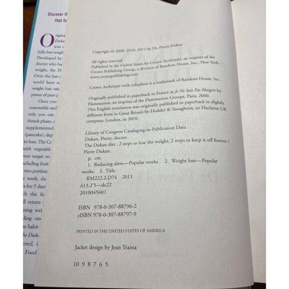 The Dukan Diet Book By Dr. Pierre Dukan New Hardcover Jacket - Picture 4 of 7